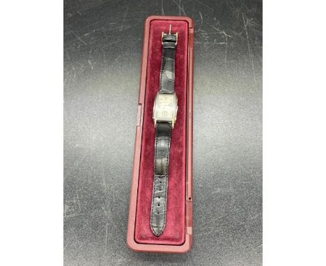 A Vintage tank style Gents Swiss made chronometer on Jean Rousseau alligator strap