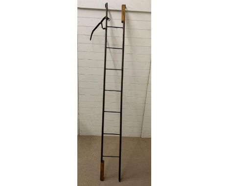 A WWI Trench Ladder, triple folding oak and metal trench ladder. A set of First World War ash and iron work triple folding la