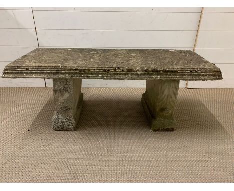 A Garden reclaimed concrete bench (W 104 cm x 39 cm H )