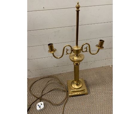 A two arm gilt metal table lamp 