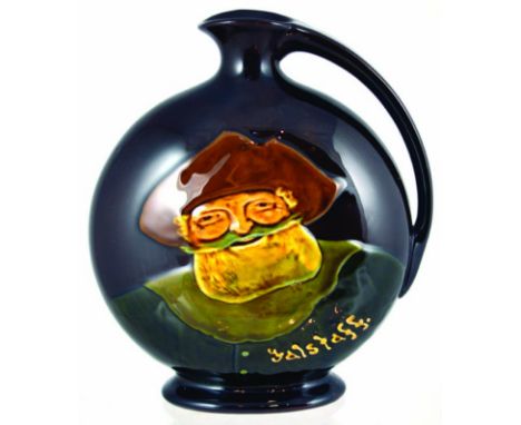 FALSTAFF. (JL pg 24) 7.5ins tall, circular flask with elongated handle, character in relief title below FALSTAFF. Royal Doult