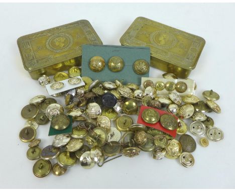 A collection of over eighty WWI and later British and Allied army buttons, including buttons for The Royal Sussex Regiment, C