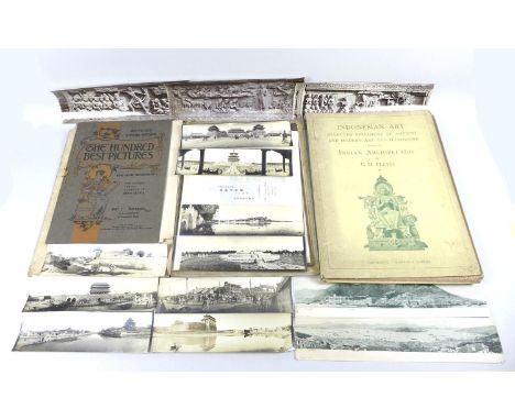 A collection of photographs and printed ephemera&nbsp; within three folios, including a series of panoramic photocards of ear