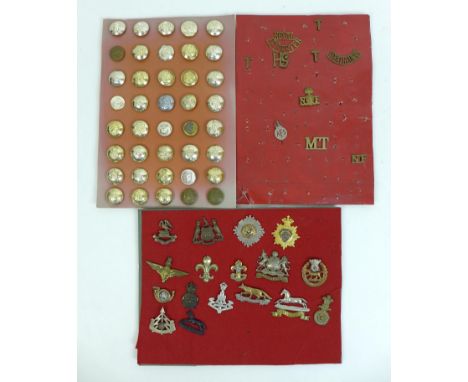 A collection of sixty seven British army badges and buttons, including a WWI Liverpool Pals Brigade, as well as badges for th