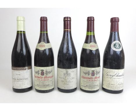 Vintage Wine: a mixed parcel of five bottles, comprising a bottle of Jerome Chezeau Vosne-Romanée, 2004, two bottles of Ghisl