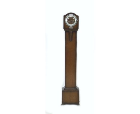 A 20th century Grandmother clock with Lyon of Stamford presentation plaque, with key and pendulum a/f, 20 by 28.5 by 139.5cm 