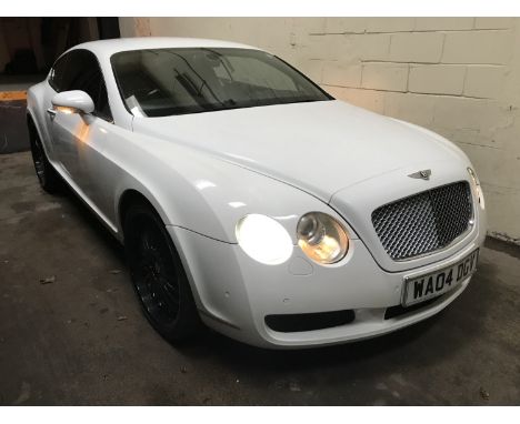 A Bentley Continental GT Auto, 6.0 litre, registration WA04 DGV, petrol, odometer shows a reading of 79,000 miles (not verifi