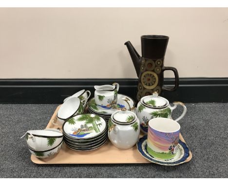A tray of Japanese egg shell tea service and a Denby coffee pot (no lid) 