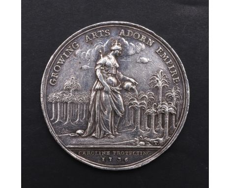 JERNEGAN'S LOTTERY, A GEORGE II LOTTERY TICKET, 1736. A silver Lottery ticket by J.S. Tanner with Minerva standing between mi
