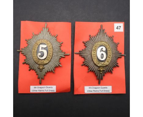 HELMET PLATES FOR THE FIFTH AND SIXTH DRAGOON GUARDS. A 5th Dragoon Guards (Princess Charlotte of Wales's) helmet plate 1871-