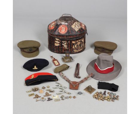 A COLLECTION OF ROYAL ARTILLERY UNIFORM CAPS, BUTTONS AND OTHER ITEMS. A collection of Royal Artillery uniform caps comprisin