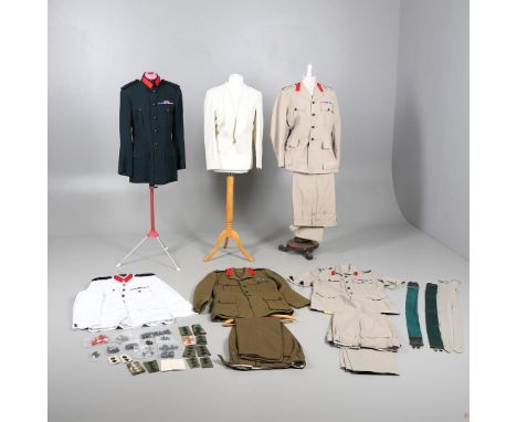 A COLLECTION OF ROYAL GREEN JACKETS OFFICER'S UNIFORM TO INCLUDE TROPICAL AND TEMPERATE ISSUES. A collection of uniform to in