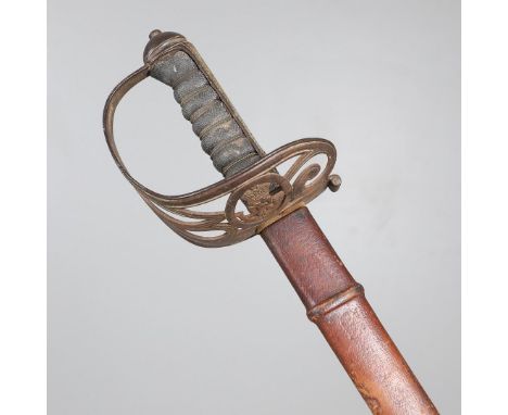 AN 1827 PATTERN RIFLE REGIMENT SWORD AND SCABBARD BY WILKINSON OF LONDON. With an 83 cm pointed single edged blade with parti