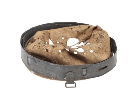 A SECOND WORLD WAR GERMAN HELMET LINER DATED 1943. An M40 pattern helmet liner size 58, stamped 'D.R.P 1943 SCHUBERTH WERKk-G