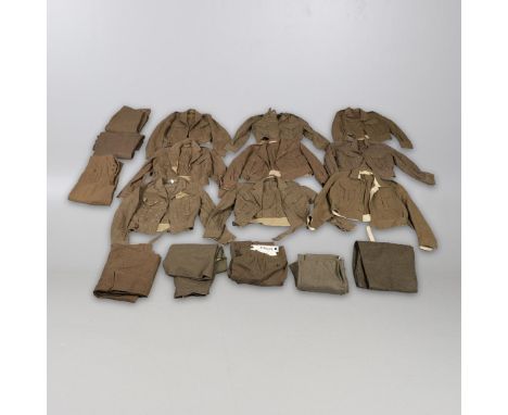 A COLLECTION OF POST SECOND WORLD WAR BATTLEDRESS BLOUSES AND A SELECTION OF TROUSERS. To include a 1947 pattern blouse, size