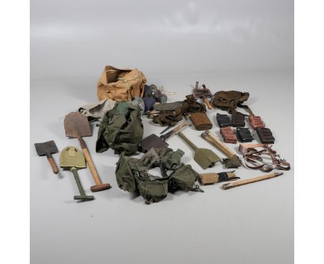 A COLLECTION OF WEBBING INCLUDING 1937 AND 1958 PATTERN. A collection of Army 1937 pattern webbing to include a spike bayonet