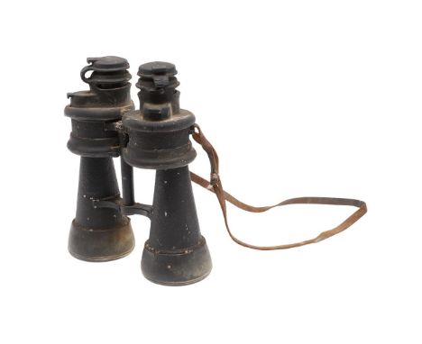 A PAIR OF SECOND WORLD WAR BEH (LEITZ) KRIEGSMARINE BINOCULARS. A pair of 7 x 50 binoculars marked 7 x 50 b e h and numbered 