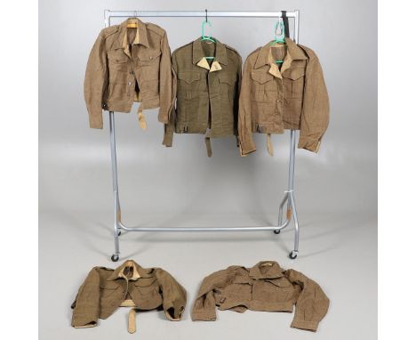 A COLLECTION OF FIVE SECOND WORLD WAR AND LATER 1940 PATTERN AND OTHER BATTLEDRESS TUNICS. A Battledress tunic with internal 
