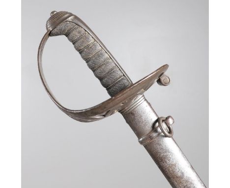 AN 1827 PATTERN OXFORDSHIRE RIFLE VOLUNTEERS SWORD AND SCABBARD BY CATER OF LONDON. With an 83 cm pointed single edged blade 