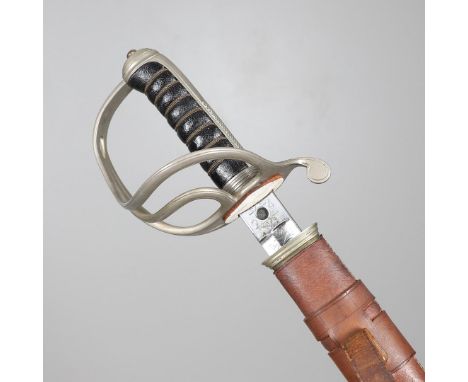 AN 1821 PATTERN ROYAL ARTILLERY OFFICER'S SWORD AND SCABBARD. With a well decorated 88.5 cm pointed, single edged and fullere