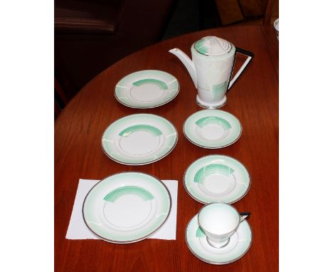 A quantity of Shelley pattern 12207 coffee ware to include coffee pot, three side plates, cup and saucer, coffee saucers and 
