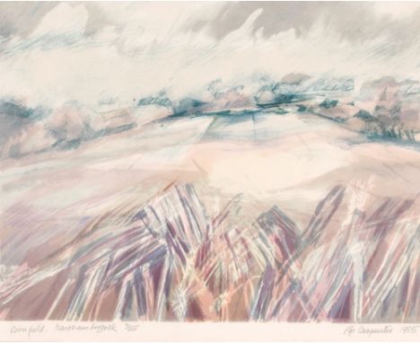 Pip Carpenter 1985, "Cornfield, Darsham, Suffolk" limited edition print 3/25, 36.5cm x 44cm