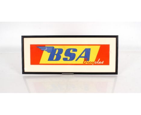 An advertising print for BSA Cycles, 12.5cm x 45cm 