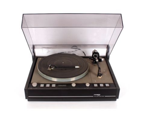 A Quad hi-fi cabinet, with built in Quad 405-tuner and amp; a Thorens TD 126 mkIV turntable; a Quad 34 moving coil disc input