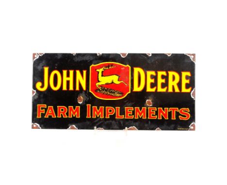 An enamel John Deere advertising sign, 21cm x 46cm&nbsp;