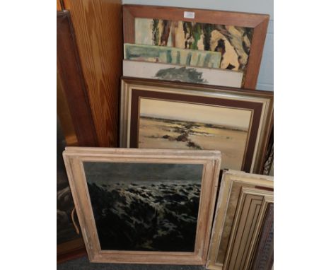 Scottish School (20th century), Figure and cattle in an island setting, indistinctly signed, oil on board, together with a fu