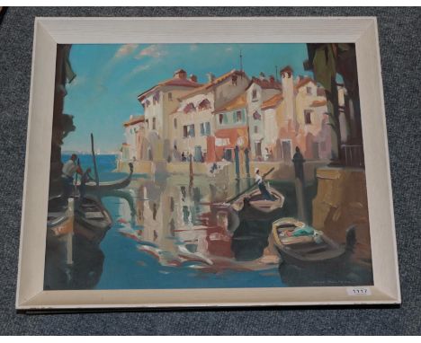 John R Townsend (1930-2013) Venetian canal Signed, oil on canvas, 44.5cm by 55cm Artist's Resale Rights/Droit de Suite may ap