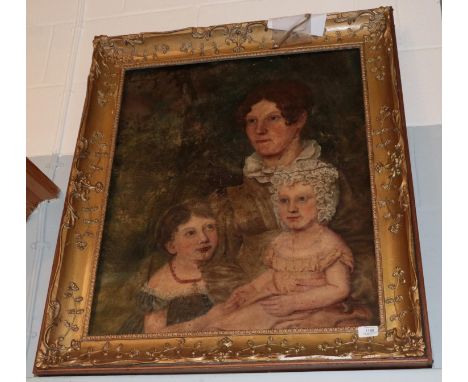 English School (late 18th/early19th century) Portrait of mother and two children, oil on canvas (a.f.) Provenance: Family des