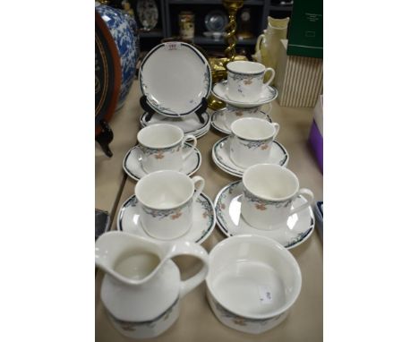 A collection of Royal Doulton 'Juno' cups, saucers, side plates, sugar and jug.