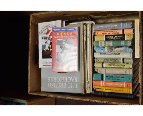 A collection vintage books and magazines, of horse racing related interest, including The British Racehorse magazine and Hors