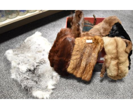 A collection of vintage fur pelts and tippets, including chinchilla, mink and coney.