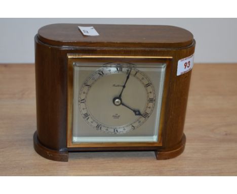 A vintage 1930's/40's mahogany cased mantel clock, Fattorini, AR Elliot.