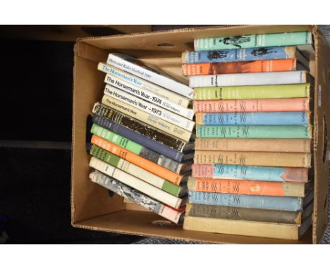 A collection vintage books and magazines, of horse racing interest, including 1940s-1960s volumes of Horse man's year book.