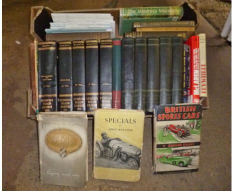 BOX OF ASSORTED MOTORING BOOKS TO INCLUDE “SPECIALS BY JOHN BOLSTER”, “BRITISH SPORTS CARS” BY GREGORY GRANT, “THE MAGIC OF A