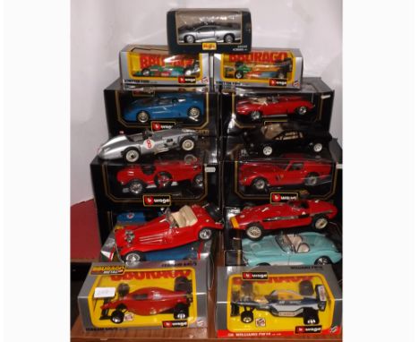 LARGE QUANTITY OF MAINLY BBURAGO BOXES 1:18 SCALE MODEL CARS 