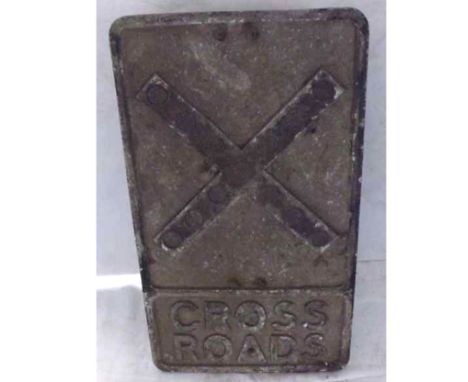 A VINTAGE CAST ALUMINIUM CROSS ROADS SIGN