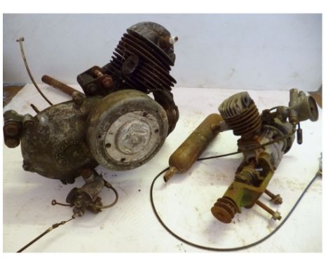 EXCELSIOR SPRYT MK II ENGINE COMPLETE WITH CARBURETTOR AND A FURTHER SMALL CC WICO-PACY/JAP PETROL ENGINE TO BE ATTACHED TO A
