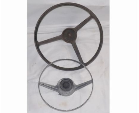 VINTAGE STEERING WHEEL AND A STEERING WHEEL HORN PUSH 