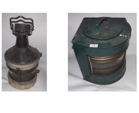 A STARBOARD MARKED SHIP'S LANTERN AND A FURTHER SHIP'S MASTHEAD LANTERN 