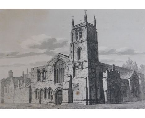 After John Coney. Bourne Abbey, Lincolnshire, 1819, monochrome print, 24cm x 31cm. 