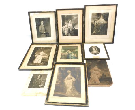 A collection of 19thC and later portrait engravings, to include Lady Francis Bridges, Barbara Countess of Coventry, etc. 