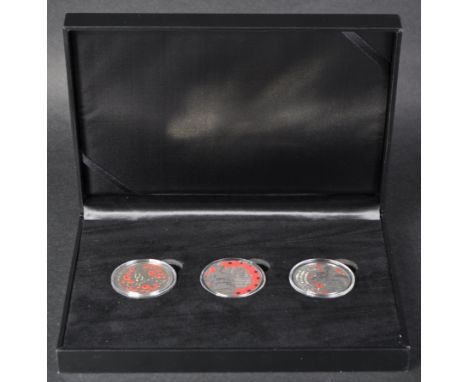 Coins - The Centenary Of The First World War British Isles Three Coin Set - 2018 - presentation box featuring two Five Pound 