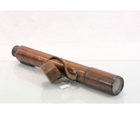Part Leather covered Military Brass 2 Drawer Telescope with tripod mount fitting and marked "R & J Beck Ltd London 1918 no 51