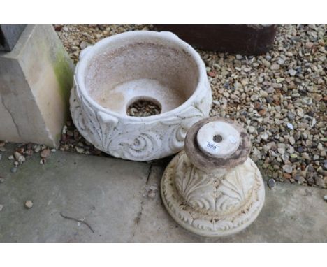 Reconstituted Stone Garden Planter on Plinth Base with Fleur De Lys design