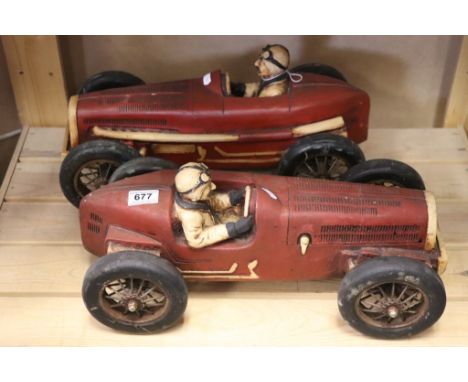 Two Models of Vintage Racing Cars and Drivers