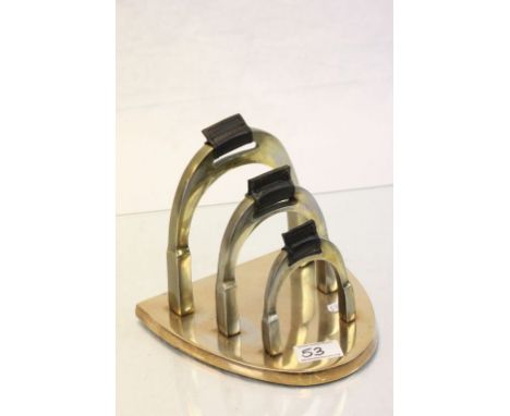 Culinary Concepts Hunting theme letter rack in the form of Horse shoes with a gilt wash finish